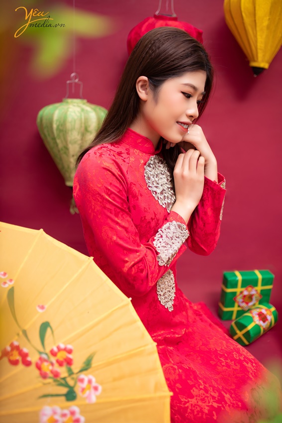 Chụp ảnh Tết cho bạn Huyền trong studio ở Hà Nội