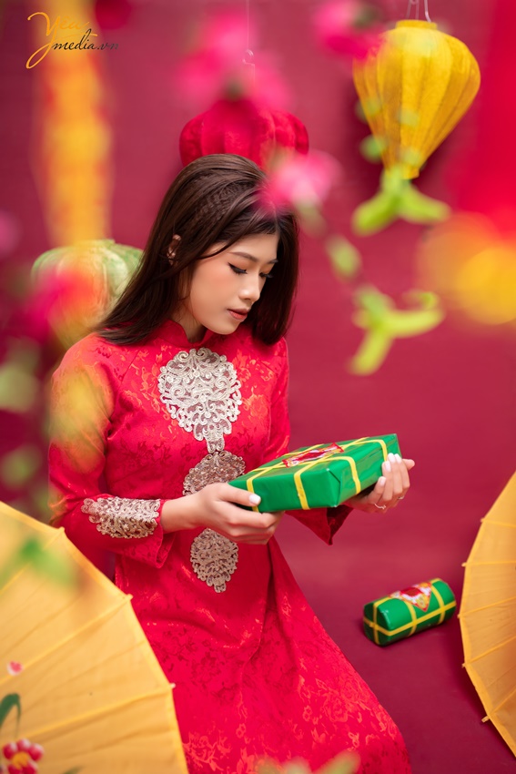 Chụp ảnh Tết cho bạn Huyền trong studio ở Hà Nội