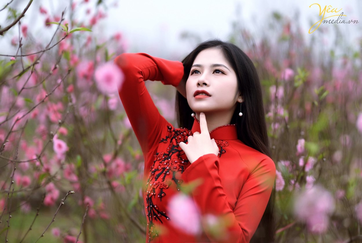Thiếu nữ Hà Thành xúng xính váy áo bên hoa đào - Kinh Tế Đô Thị