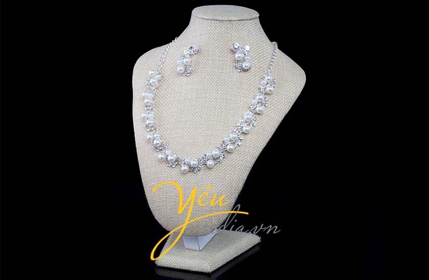 trang sức cưới ngọc trai đính kim cương