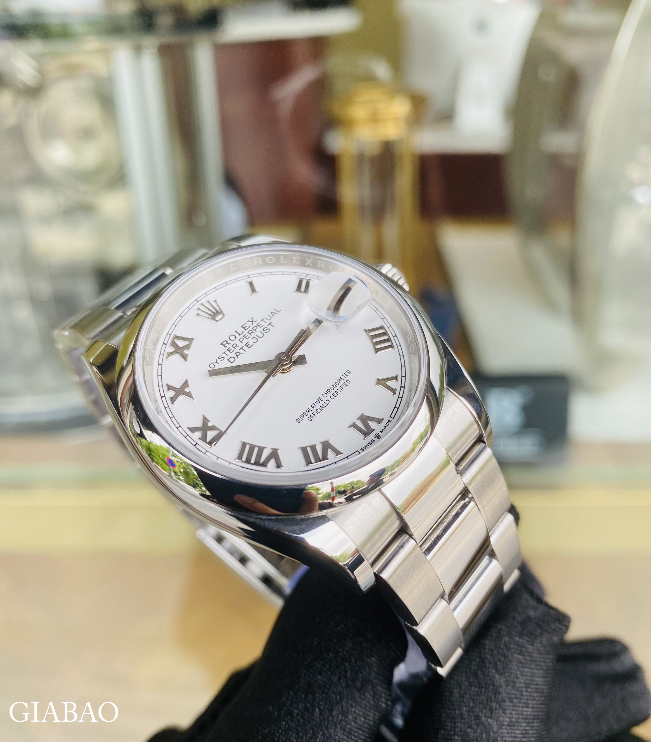 Đồng Hồ Rolex Datejust 36 126200 Mặt Số Trắng Cọc Số La Mã Dây Đeo Oyster
