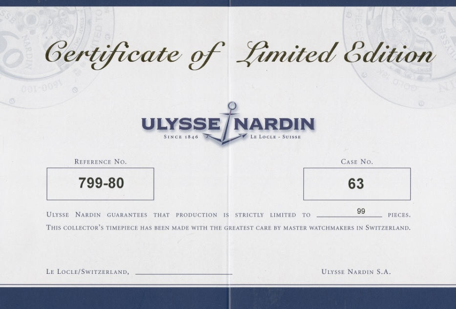 Đồng hồ Ulysse Nardin Royal Blue Tourbillon 799-80