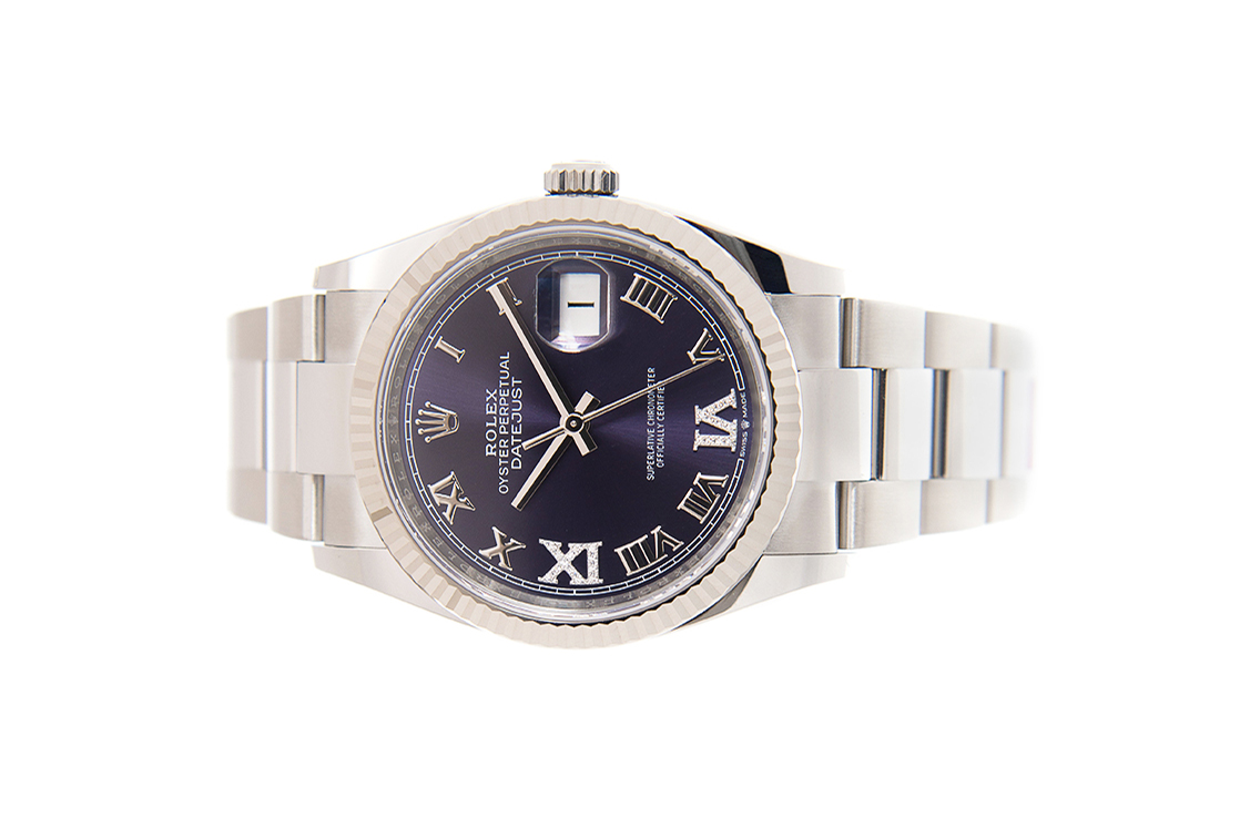 Đồng Hồ Rolex Datejust 36 126234 Mặt Số Tím Cọc Số La Mã Dây Đeo Oyster