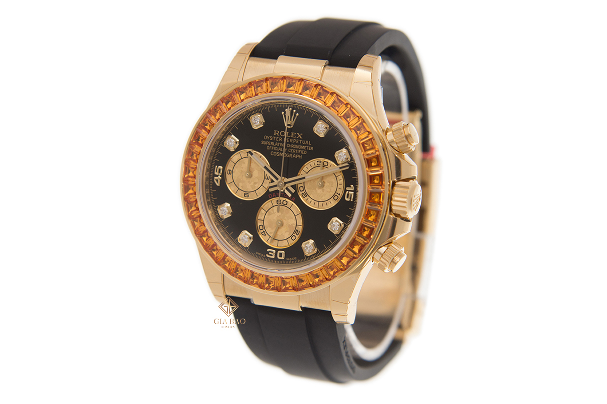 Đồng Hồ Rolex Cosmograph Daytona 116588SACO Mặt Số Đen Nạm Kim Cương