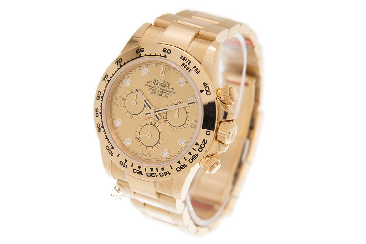 Đồng Hồ Rolex Cosmograph Daytona 116508 Mặt Số Vàng Champagne Cọc Số Kim Cương Đồng Hồ Rolex Cosmograph Daytona 116508 Mặt Số Vàng Champagne Cọc Số Kim Cương