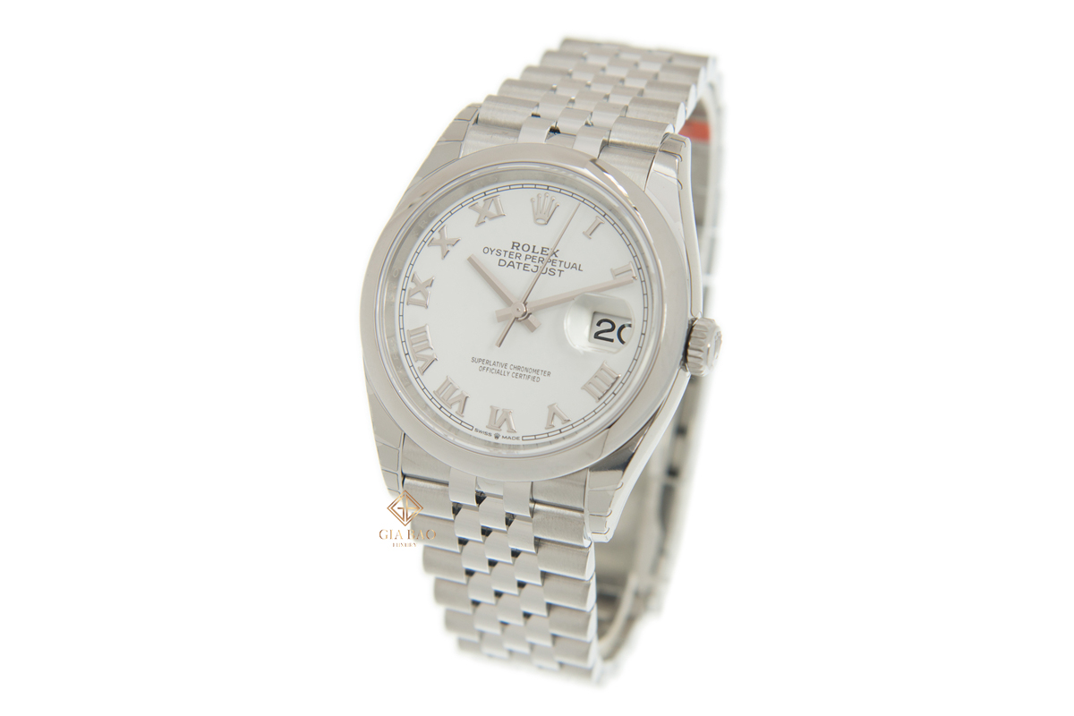 Đồng Hồ Rolex Datejust 36 126200 Mặt Số Trắng Cọc Số La Mã