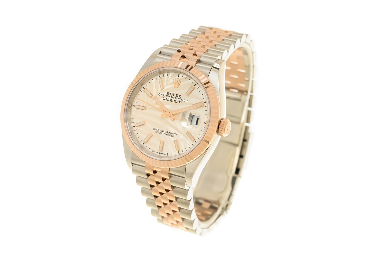 Đồng Hồ Rolex Datejust 36 126231 Mặt Số Trắng Cọc Số La Mã Đồng Hồ Rolex Datejust 36 126231 Mặt Số Cây Lá Nhiệt Đới Bạc Cọc Số Dạ Quang