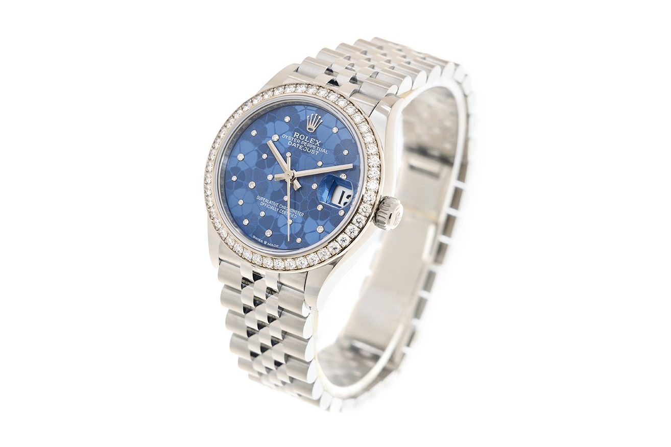 Đồng Hồ Rolex Datejust 31 278384RBR Mặt Số Họa Tiết Hoa Xanh Dương