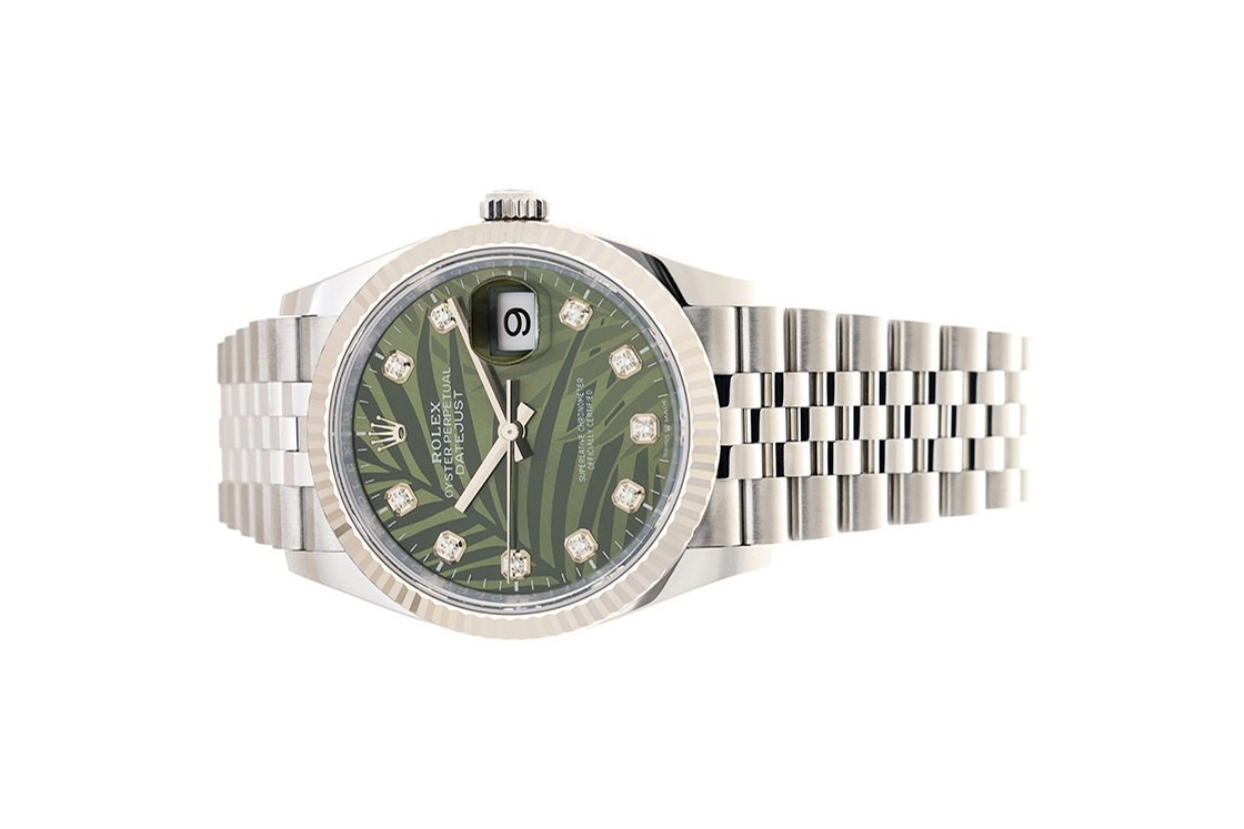 Đồng Hồ Rolex Datejust 36 126234 Mặt Số Cây Lá Nhiệt Đới Cọc Số Kim Cương