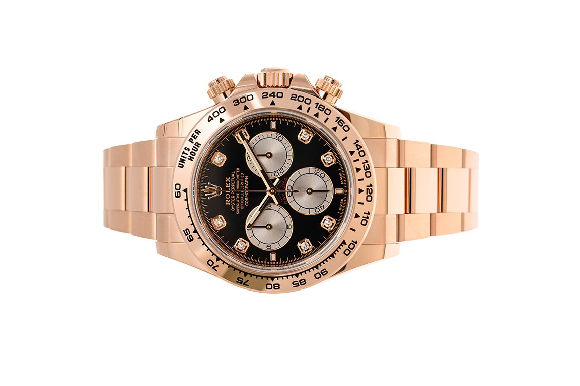 Đồng Hồ Rolex Cosmograph Daytona 126505 Mặt Số Đen Sáng Cọc Số Kim Cương