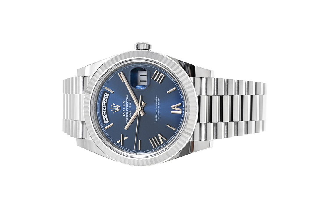 Đồng Hồ Rolex Day-Date 40 228236 Mặt Số Xanh Cọc Số La Mã