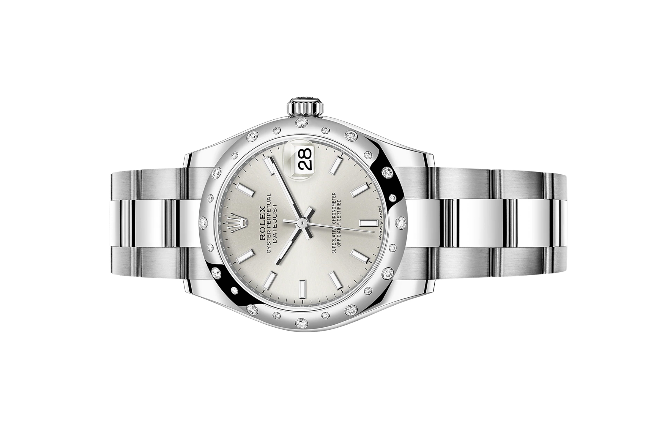 Đồng Hồ Rolex Datejust 31 278344RBR Mặt Số Bạc Cọc Số Dạ Quang Dây Đeo Oyster