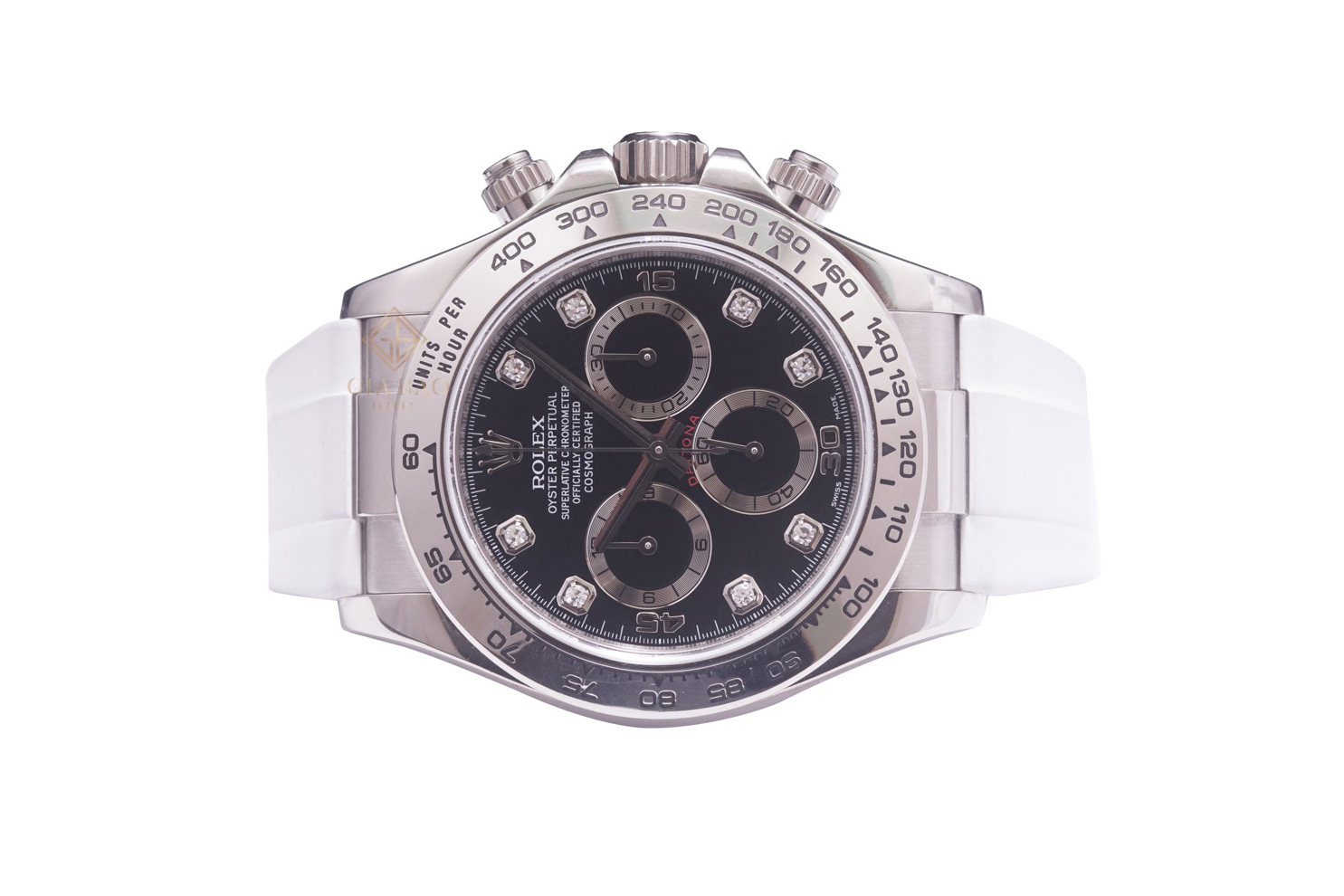 Đồng Hồ Rolex Cosmograph Daytona 116519G Mặt Số Đen Cọc Số Kim Cương