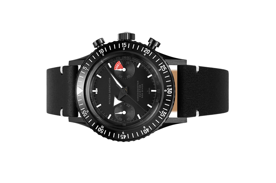 Đồng hồ Nivada Grenchen Chronomaster 85015A Đồng hồ đeo tay thương hiệu Nivada Grenchen, dòng sản phẩm Chronomaster, Ref no: 85015A, mặt số màu đen, size 38mm, máy tự động, vỏ đồng hồ bằng thép không gỉ phủ đen và dây cao su, mới 100%