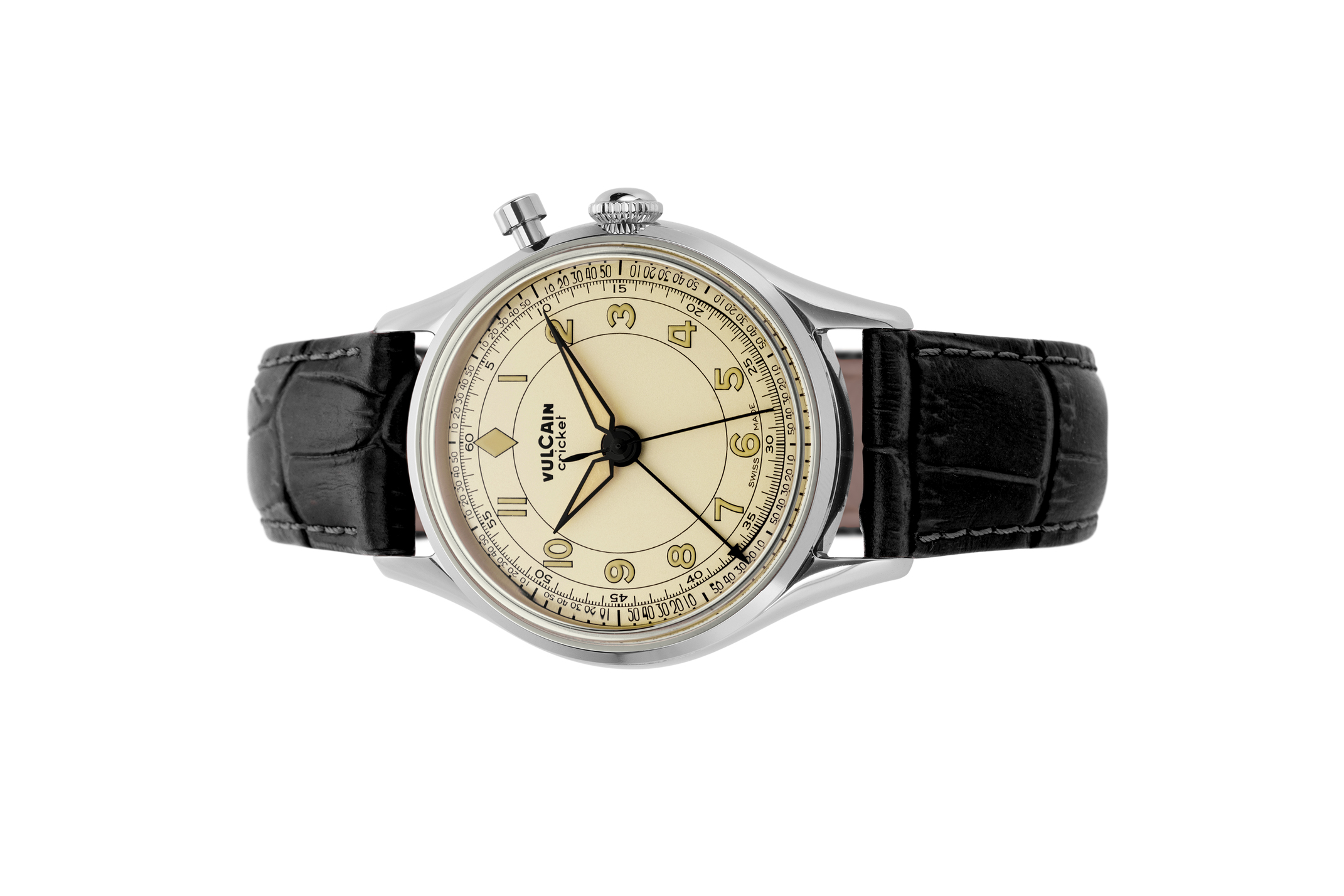 Đồng Hồ Vulcain Cricket classique 36mm Eggshell 100169B77.BAL301 Đồng hồ đeo tay thương hiệu Vulcain, dòng sản phẩm Cricket Classique, Ref no: 100169B77, mặt số Eggshell, size 36mm, máy lên cót tay, vỏ đồng hồ thép không gỉ, dây da cá sấu, hàng mới 100%