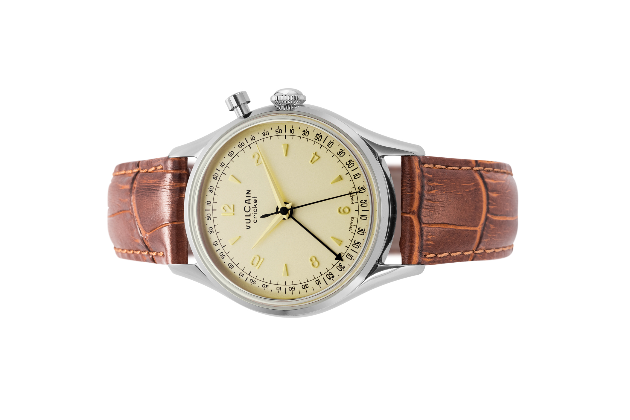 Đồng Hồ Vulcain Cricket Tradition 39mm Eggshell 100168A76.BAL248 Đồng hồ đeo tay thương hiệu Vulcain, dòng sản phẩm Cricket Tradition, Ref no: 100168A76, mặt số màu vỏ trứng, size 39mm, máy lên cót tay, vỏ đồng hồ thép không gỉ, dây da cá sấu, hàng mới 100%