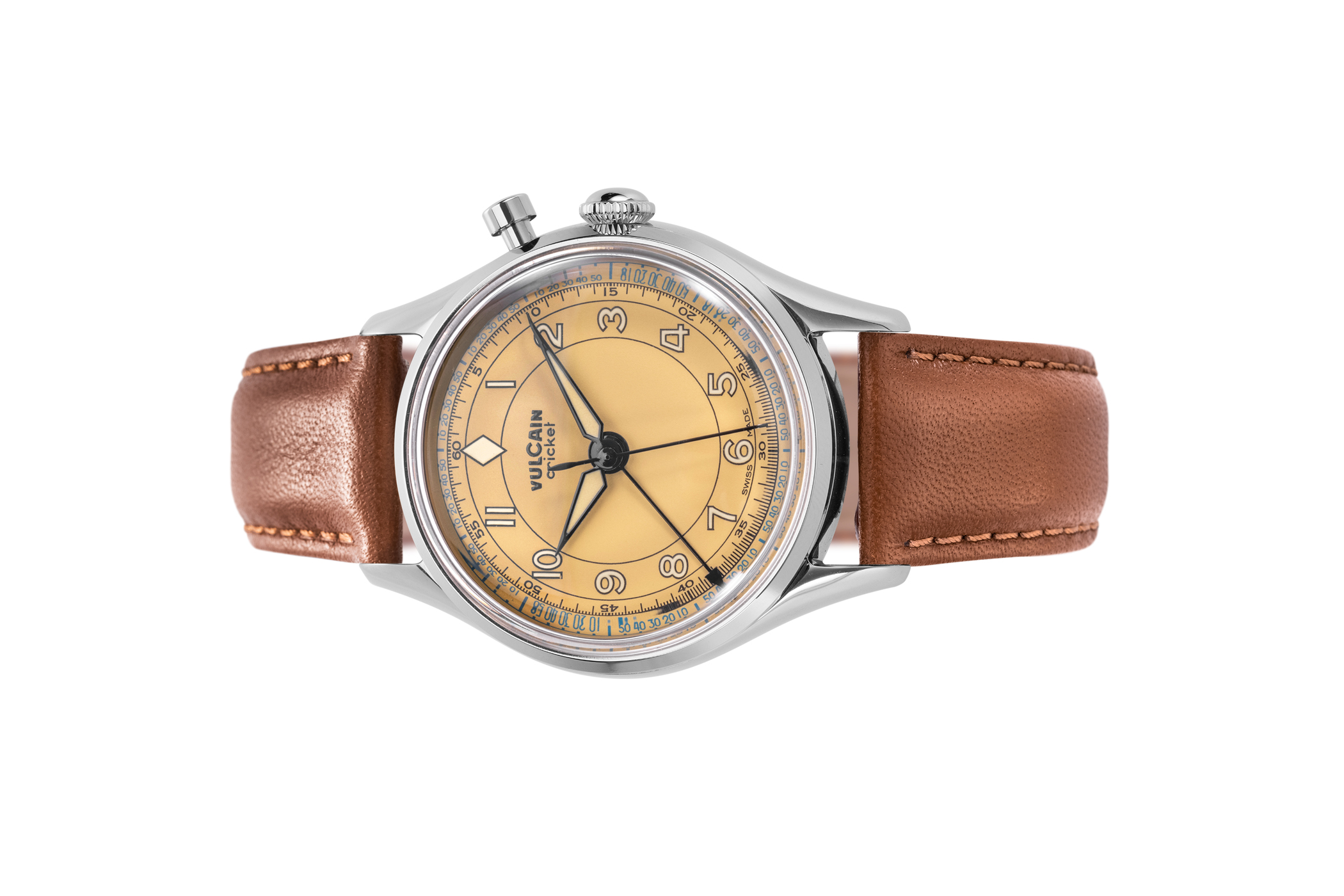 Đồng Hồ Vulcain Cricket classique 39mm Brown 100168B87.BAL248 Đồng hồ đeo tay thương hiệu Vulcain, dòng sản phẩm Cricket Classique, Ref no: 100168B87, mặt số màu nâu Kaki, size 39mm, máy lên cót tay, vỏ đồng hồ thép không gỉ, dây da cá sấu, hàng mới 100%