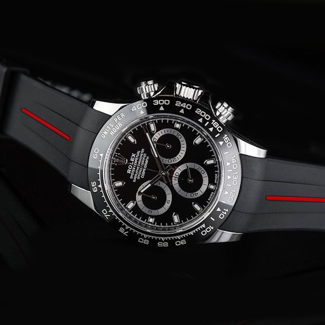 Dây Rubber B Tang Buckle Series VulChromatic® cho Rolex Daytona phiên bản dây kim loại Oyster vành Ceramic