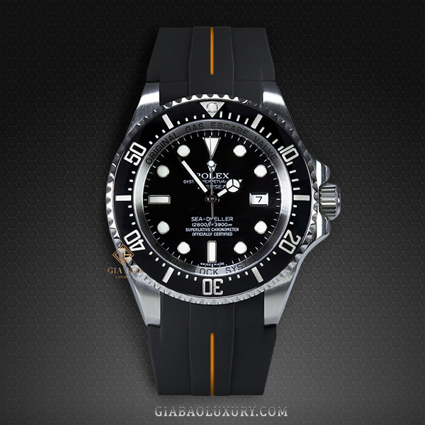 Dây cao su Rubber B dành cho đồng hồ Rolex Sea-Dweller DEEPSEA 44mm Ref. 116660 vành Ceramic khóa Glidelock (2008 - 2017) - Tang Buckle Series VulChromatic® Dây Rubber B Tang Buckle Series VulChromatic® cho Rolex Sea-Dweller DEEPSEA 116660