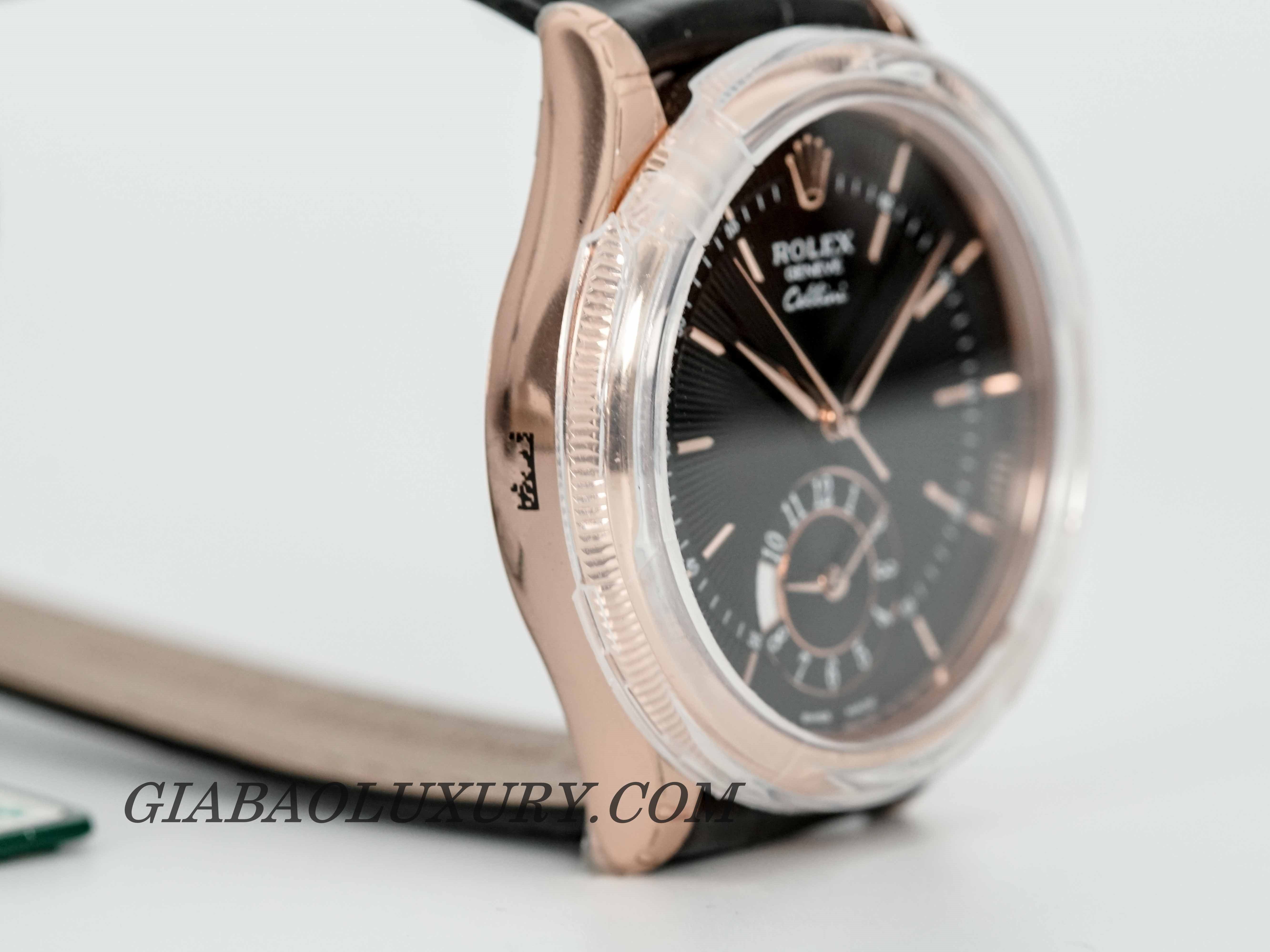 Đồng Hồ Rolex Cellini Dual Time 50525 Mặt Số Đen