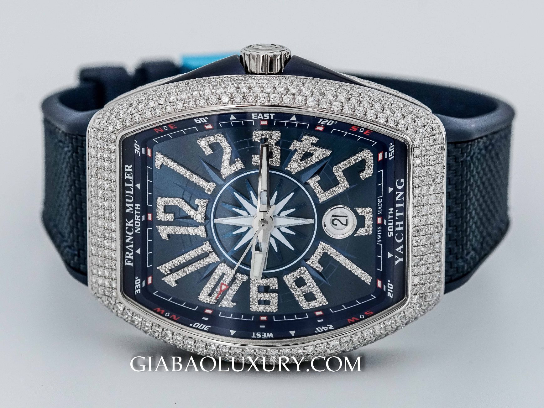 Đồng Hồ Franck Muller Vanguard Yachting V 41 SC DT Mặt Số Xanh Nạm Kim Cương