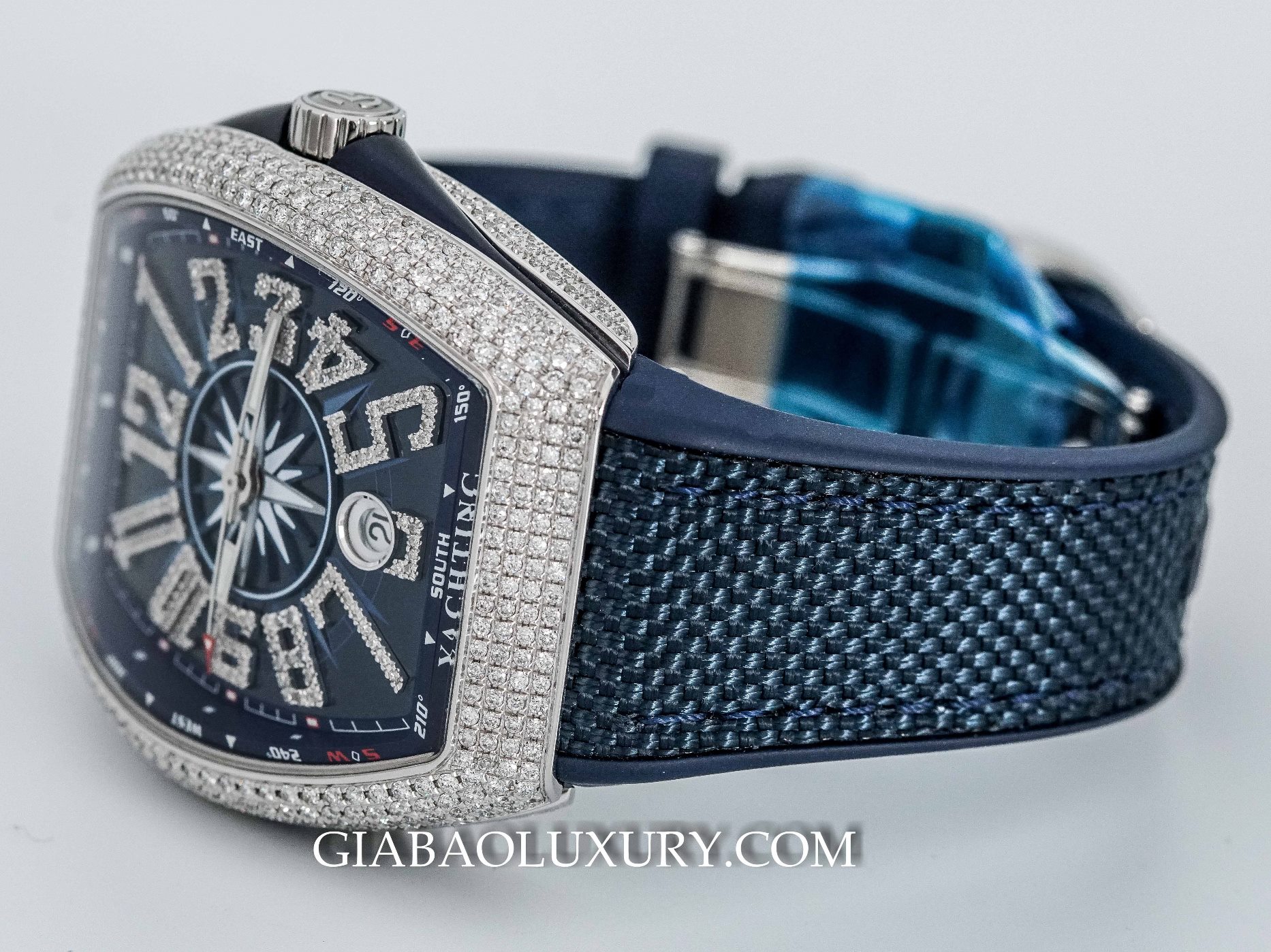 Đồng Hồ Franck Muller Vanguard Yachting V 41 SC DT Mặt Số Xanh Nạm Kim Cương