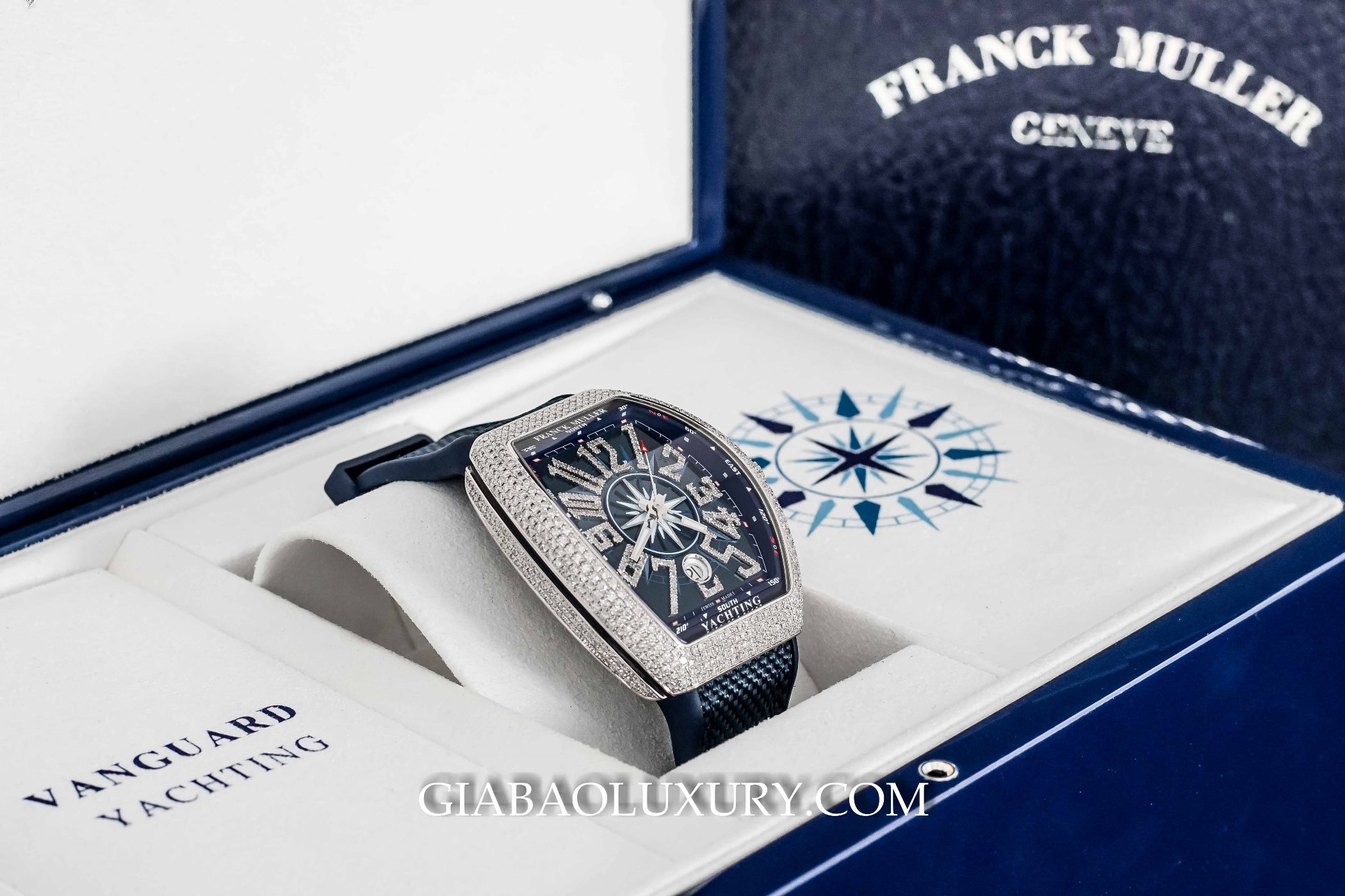 Đồng Hồ Franck Muller Vanguard Yachting V 41 SC DT Mặt Số Xanh Nạm Kim Cương