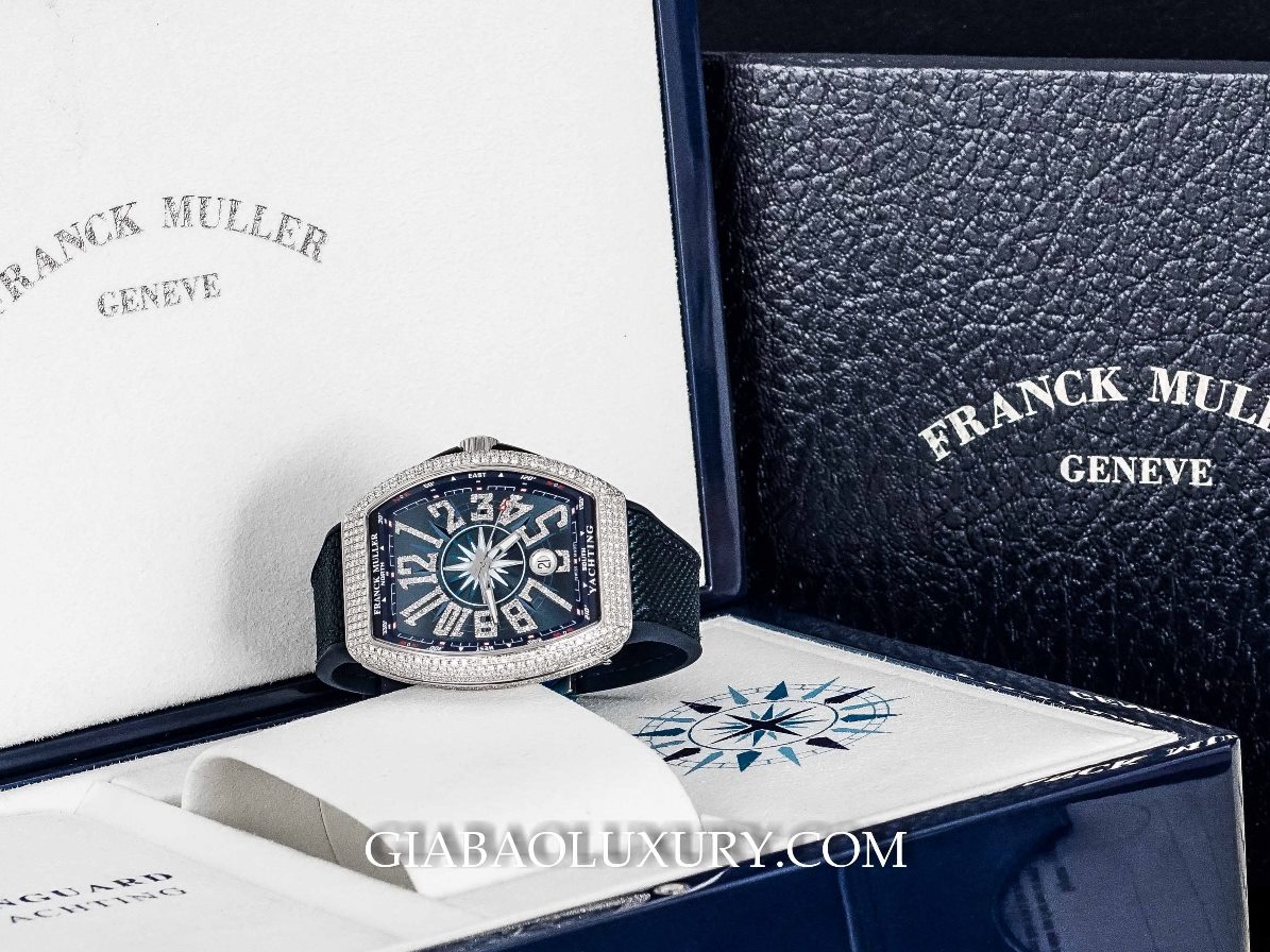 Đồng Hồ Franck Muller Vanguard Yachting V 41 SC DT Mặt Số Xanh Nạm Kim Cương