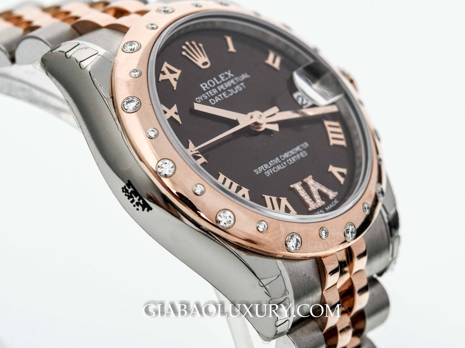 Đồng Hồ Rolex Datejust 31 178341 Mặt Số Chocolate Cọc Số La Mã Nạm Kim Cương