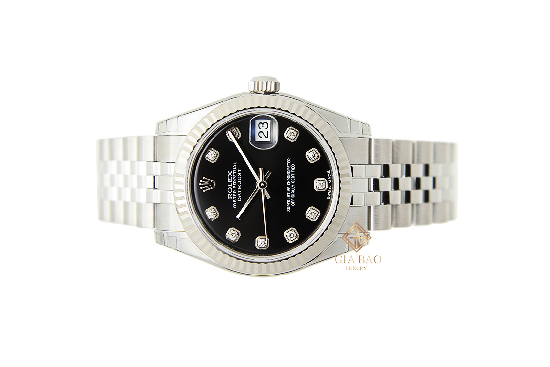 Đồng Hồ Rolex Datejust 31 178274 Mặt Số Đen Nạm Kim Cương
