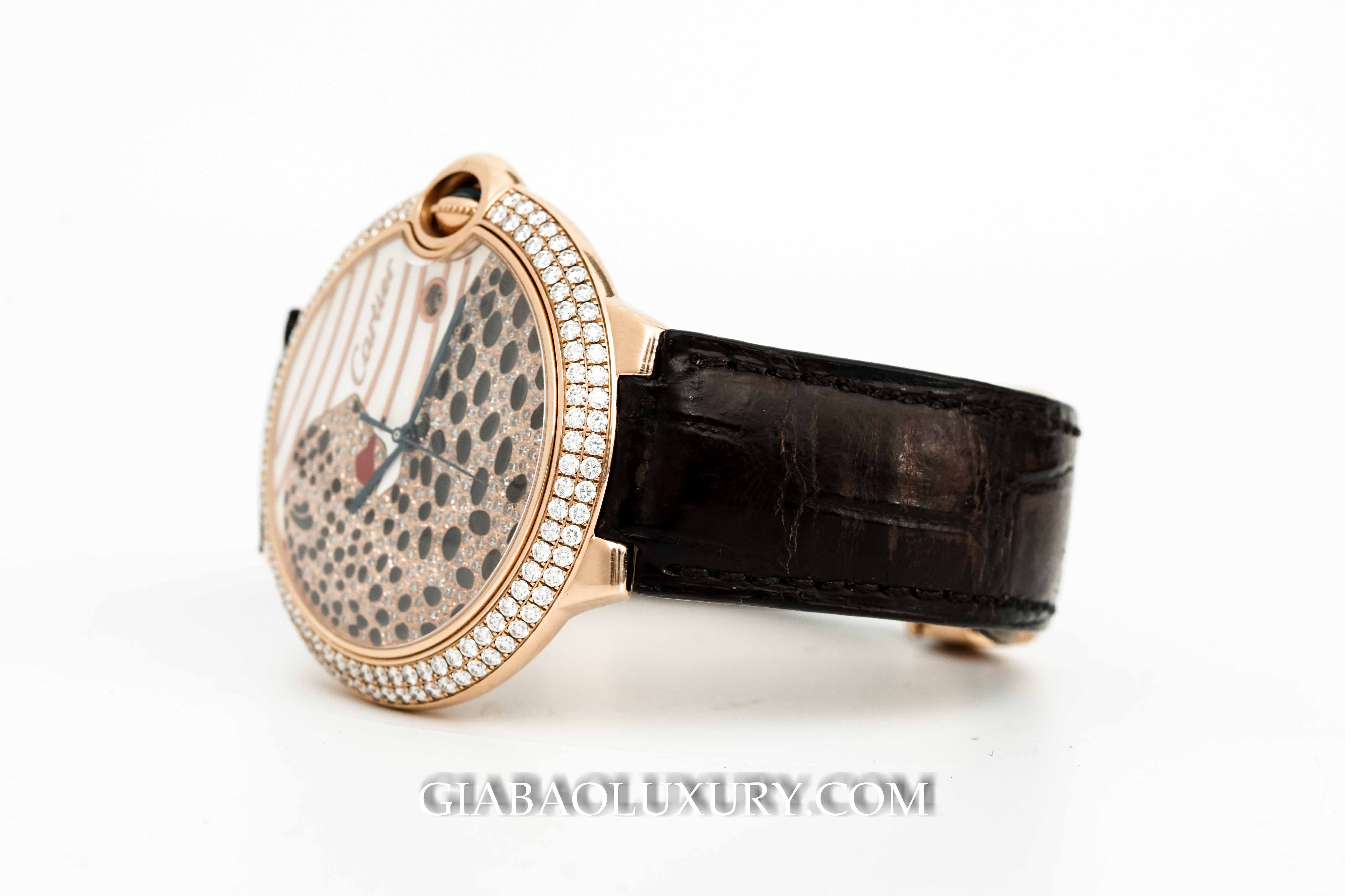 Đồng Hồ Cartier Ballon Bleu Panther Rose Gold With Diamonds