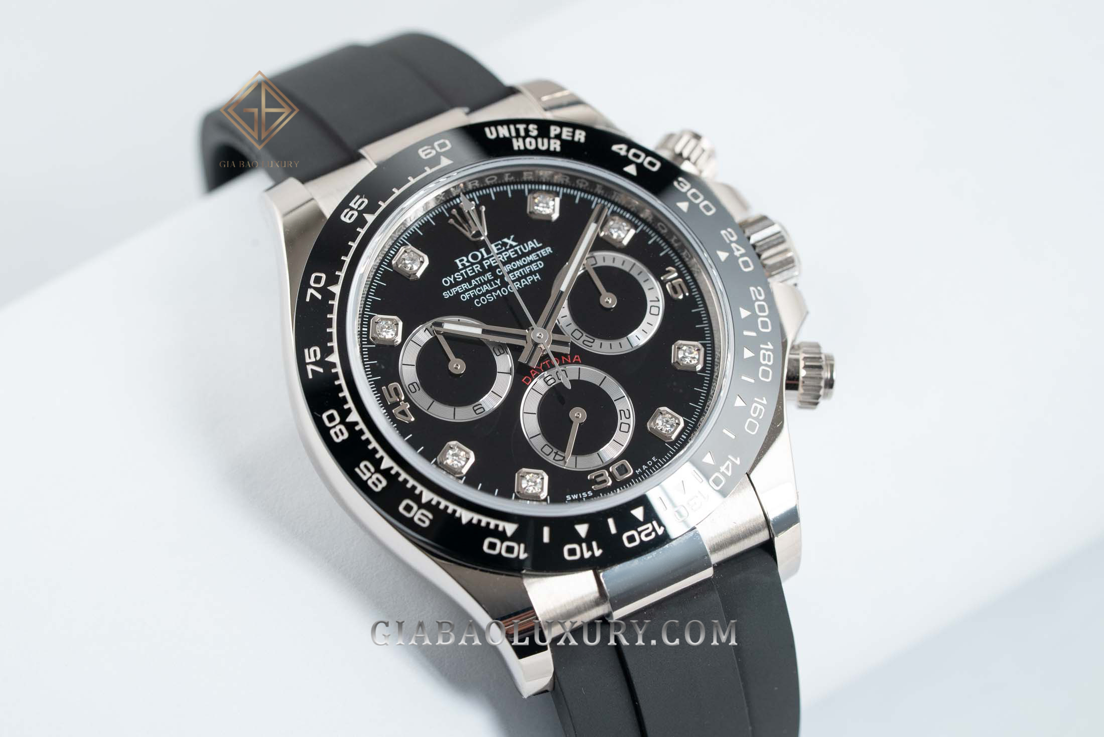 Đồng Hồ Rolex Cosmograph Daytona 116519LN Mặt Số Đen Nạm Kim Cương Đồng Hồ Rolex Cosmograph Daytona 116519LN Mặt Số Đen Nạm Kim Cương