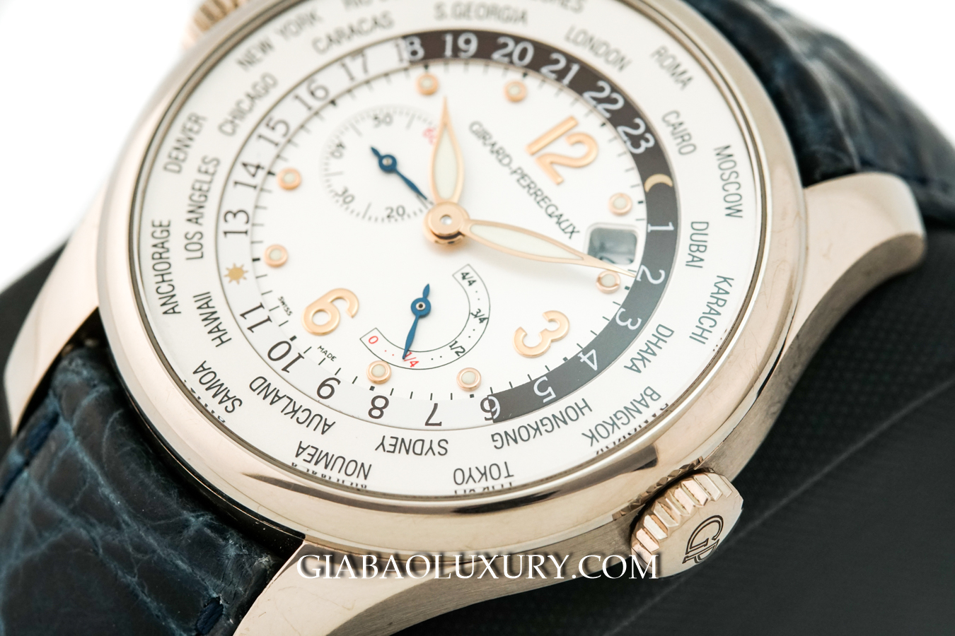 Đồng Hồ Girard Perregaux World Time Power Reserve Vàng Trắng