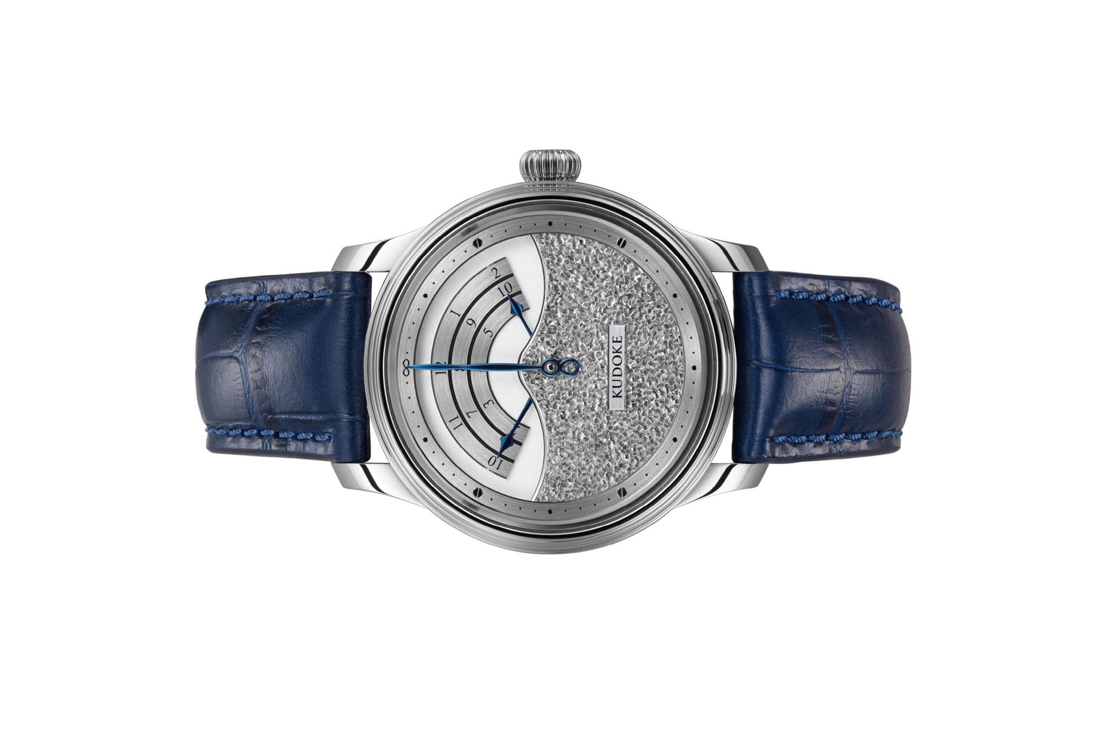 Đồng hồ đeo tay KUDOKE 3, máy lên dây cót tay cơ bản, mặt số Flakes Bạc, vỏ thép không gỉ, size 39mm, dây da tổng hợp size M, hàng mới 100%