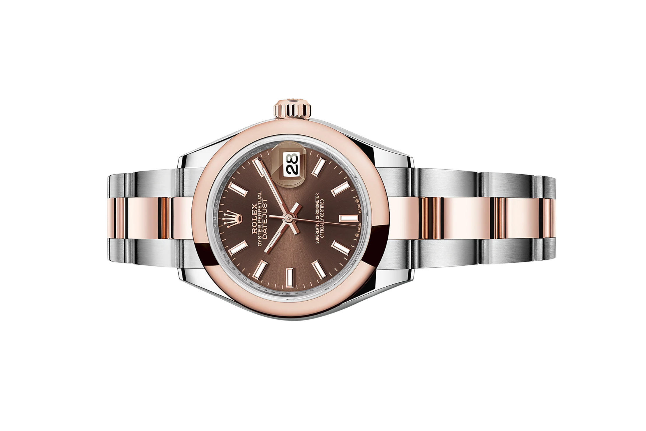 Đồng Hồ Rolex Lady-Datejust 279161 Mặt Số Chocolate Cọc Số Dạ Quang Dây Đeo Oyster