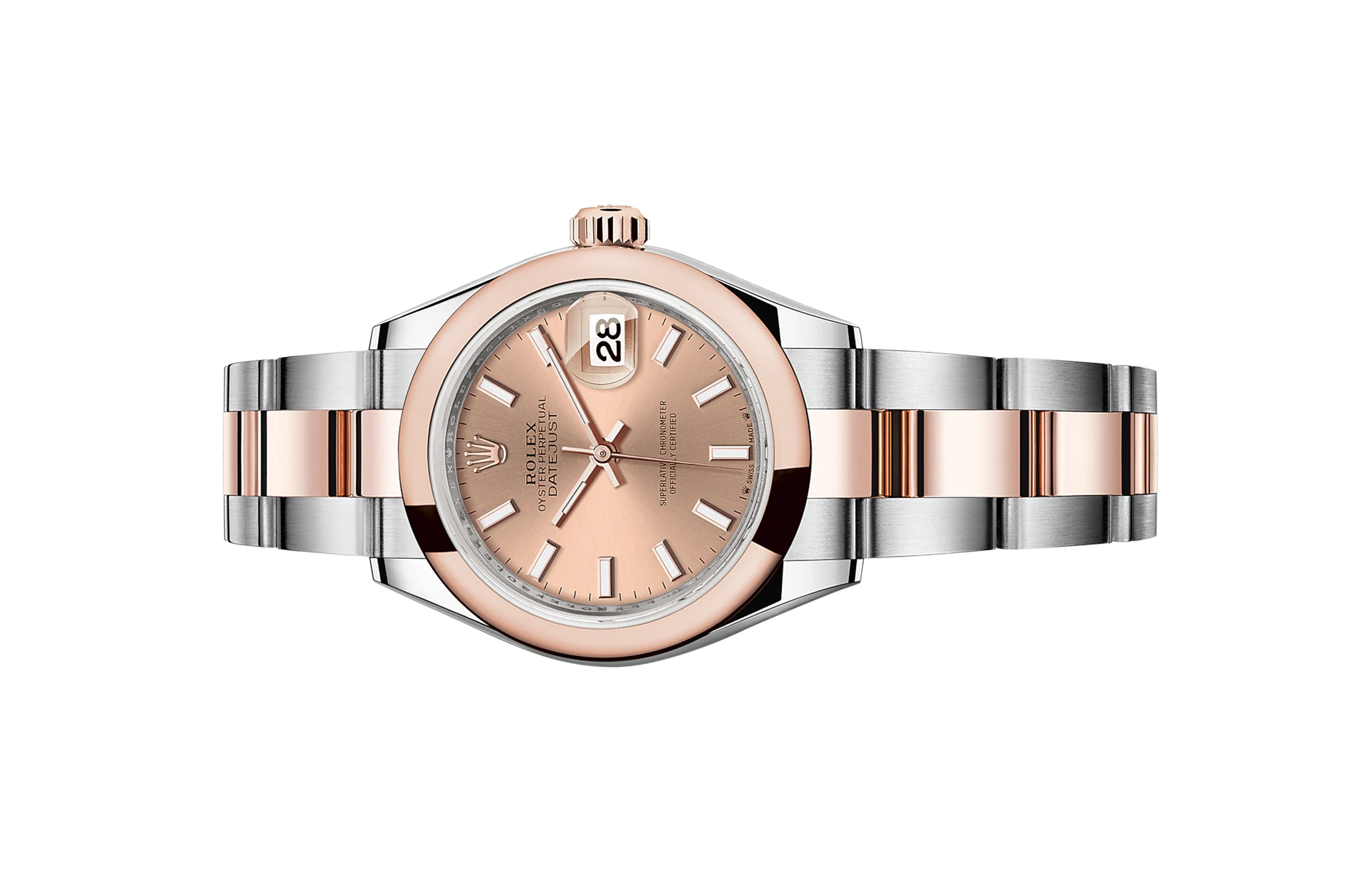 Đồng Hồ Rolex Lady-Datejust 279161 Mặt Số Hồng Cọc Số Dạ Quang Dây Đeo Oyster