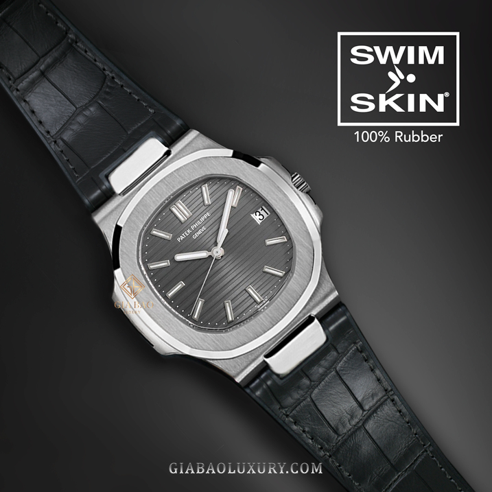 Dây cao su Rubber B dành cho đồng hồ Patek Philippe Nautilus 5711 - SwimSkin® Giả Da Cá Sấu Dây Rubber B SwimSkin® Da Cá Sấu cho Patek Philippe Nautilus 5711