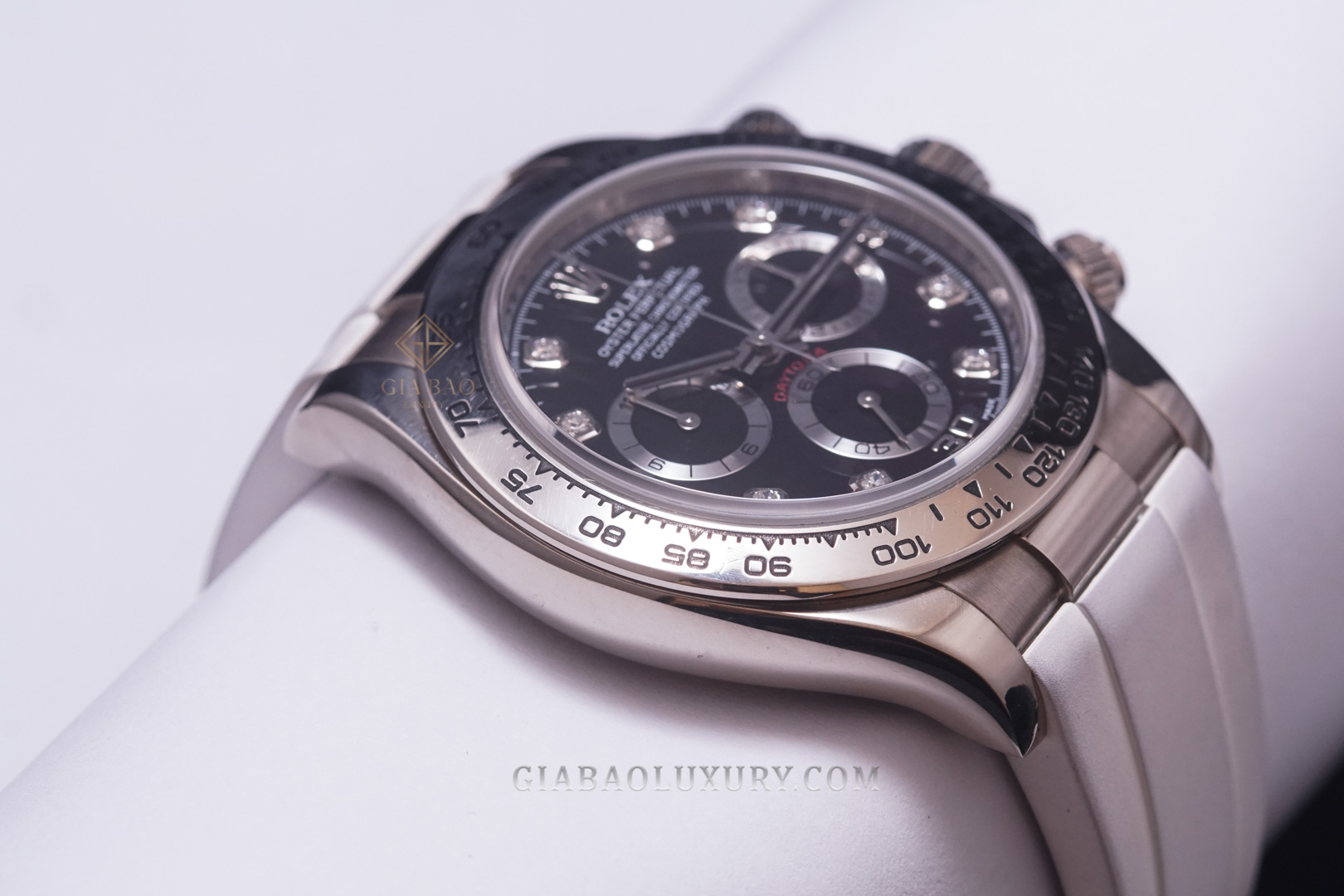 Đồng Hồ Rolex Cosmograph Daytona 116519G Mặt Số Đen Cọc Số Kim Cương