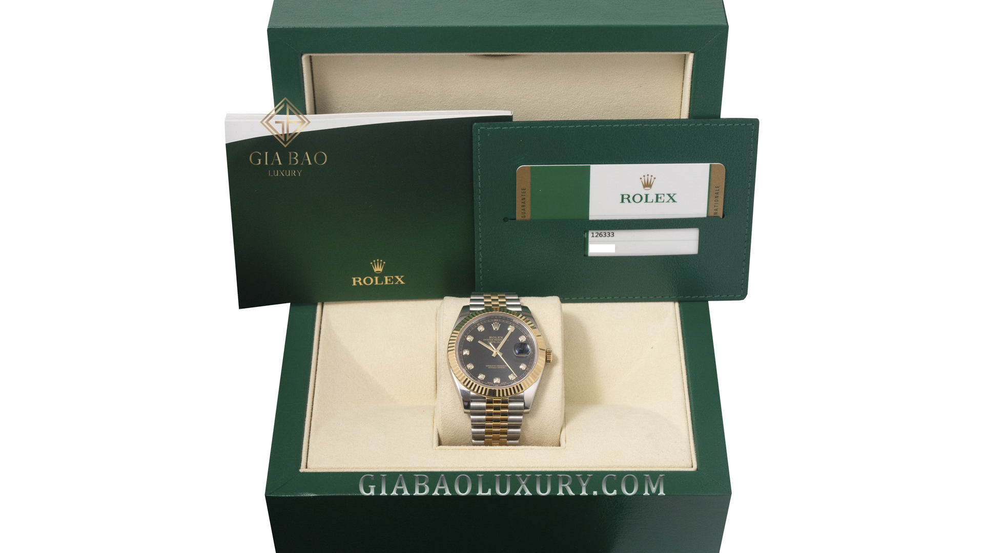 Đồng Hồ Rolex Datejust 126333 Mặt Số Đen Nạm Kim Cương