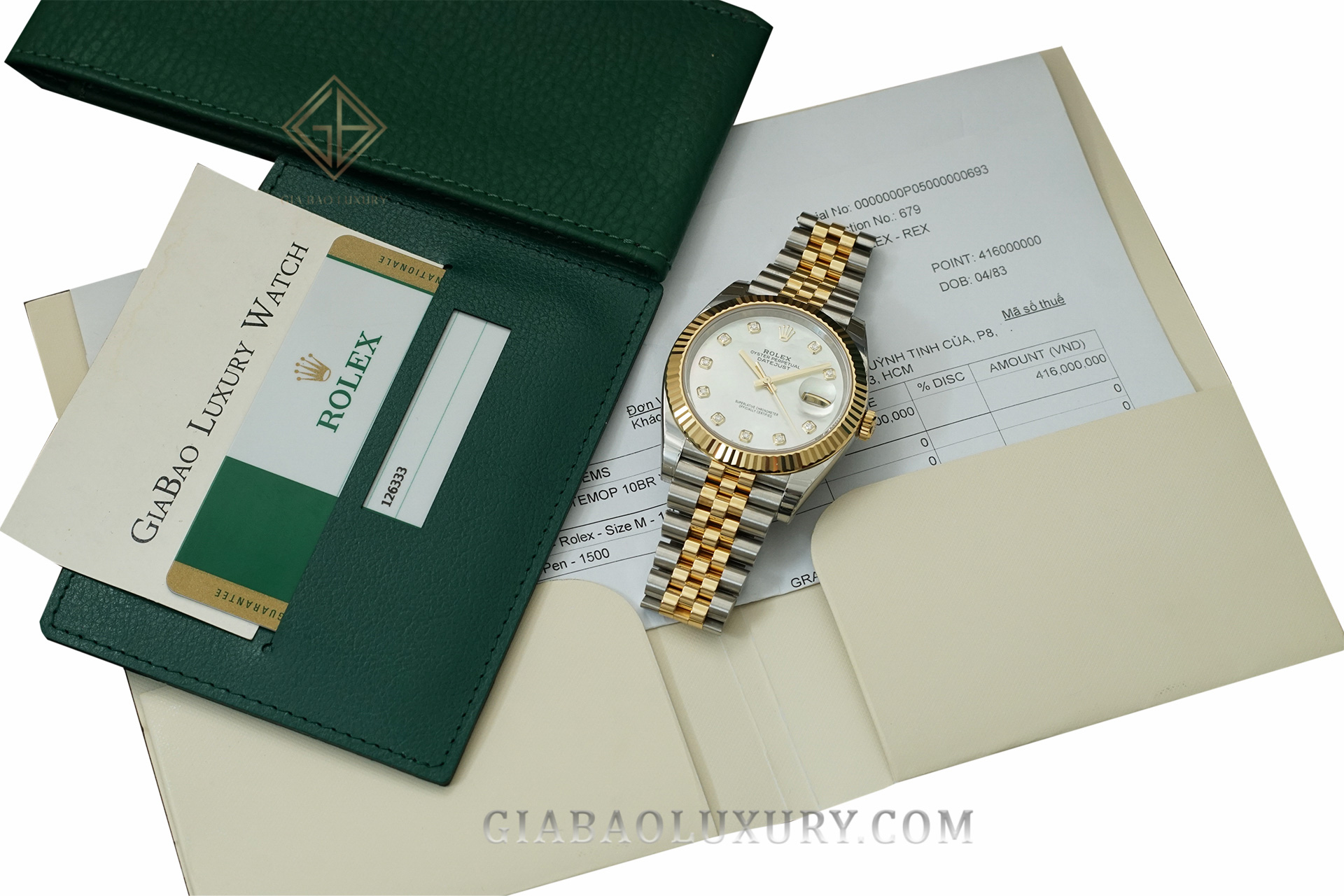 Đồng Hồ Rolex Datejust 41 126333 Mặt Số Vỏ Trai Trắng