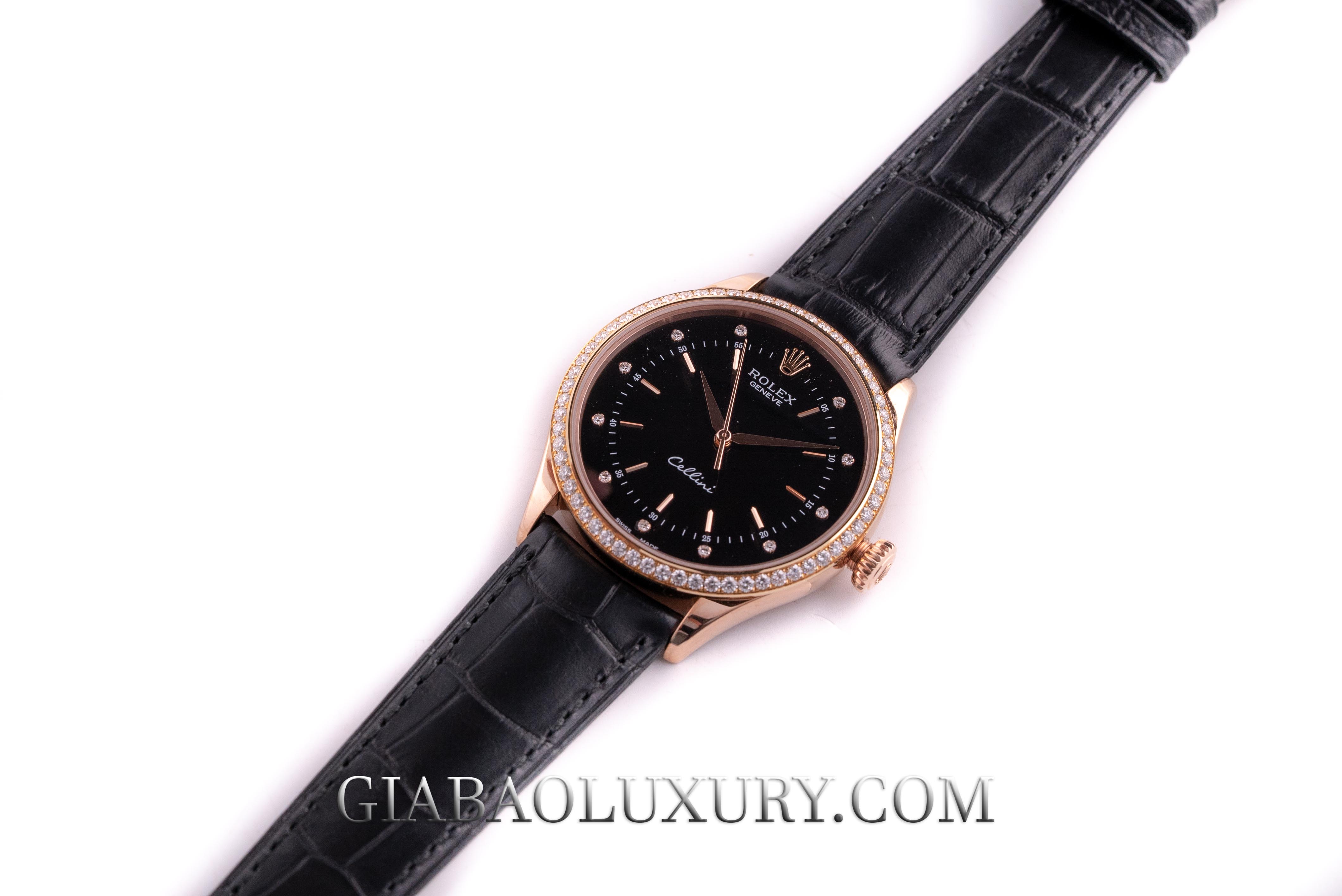 Đồng Hồ Rolex Cellini Time 50705RBR Mặt Số Đen