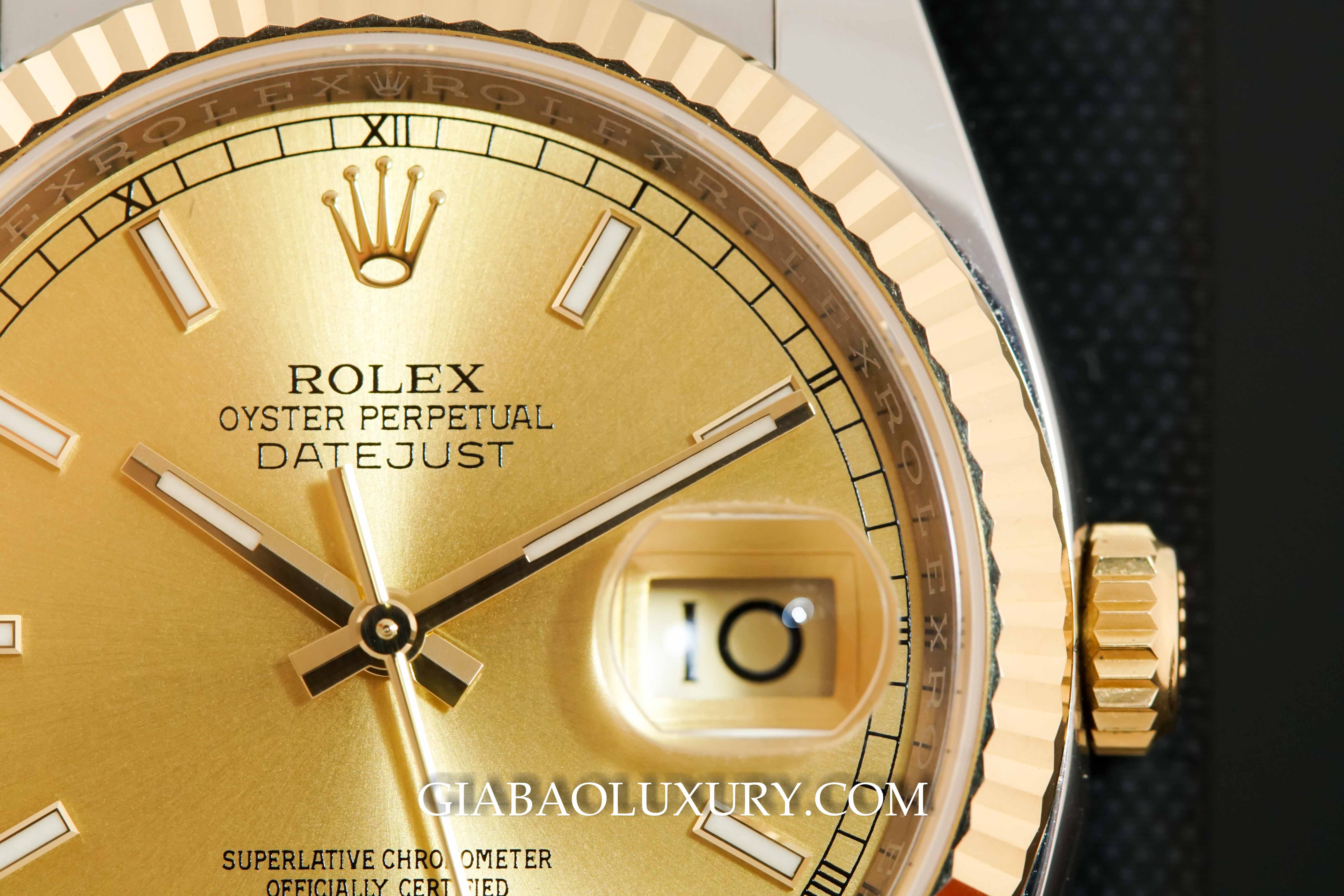 Đồng Hồ Rolex Datejust 36 116233 Mặt Số Vàng Champagne