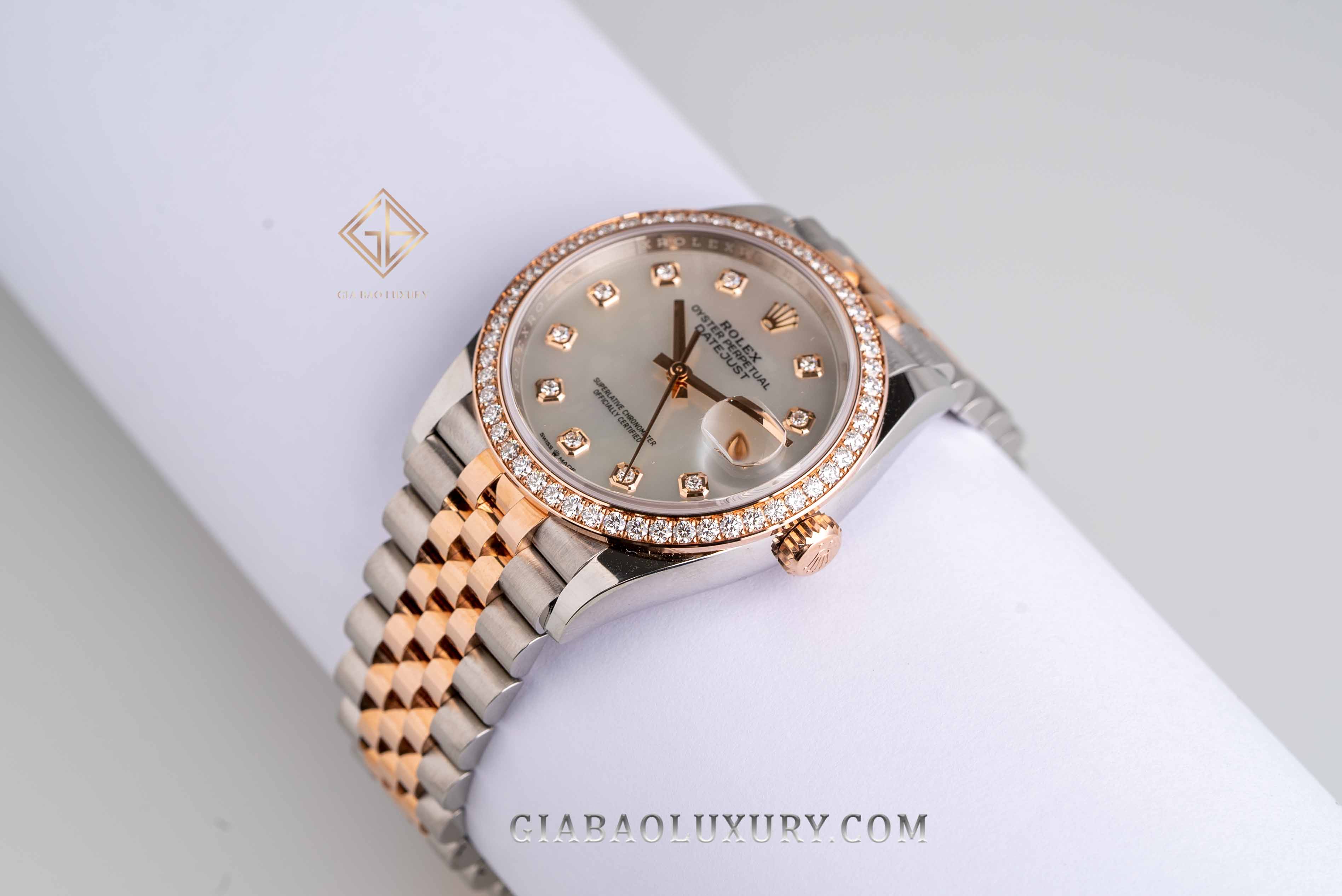 Đồng Hồ Rolex Datejust 36 126281RBR Mặt Số Vỏ Trai Trắng