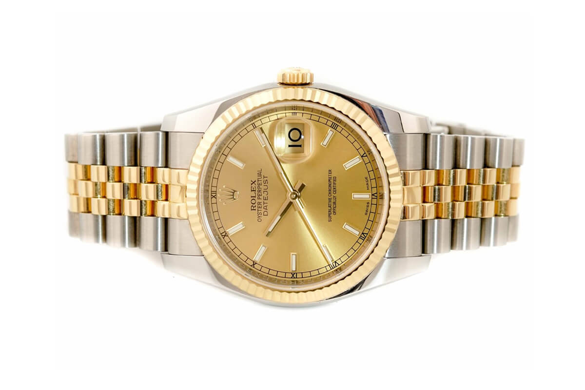 Đồng Hồ Rolex Datejust 36 116233 Mặt Số Vàng Champagne