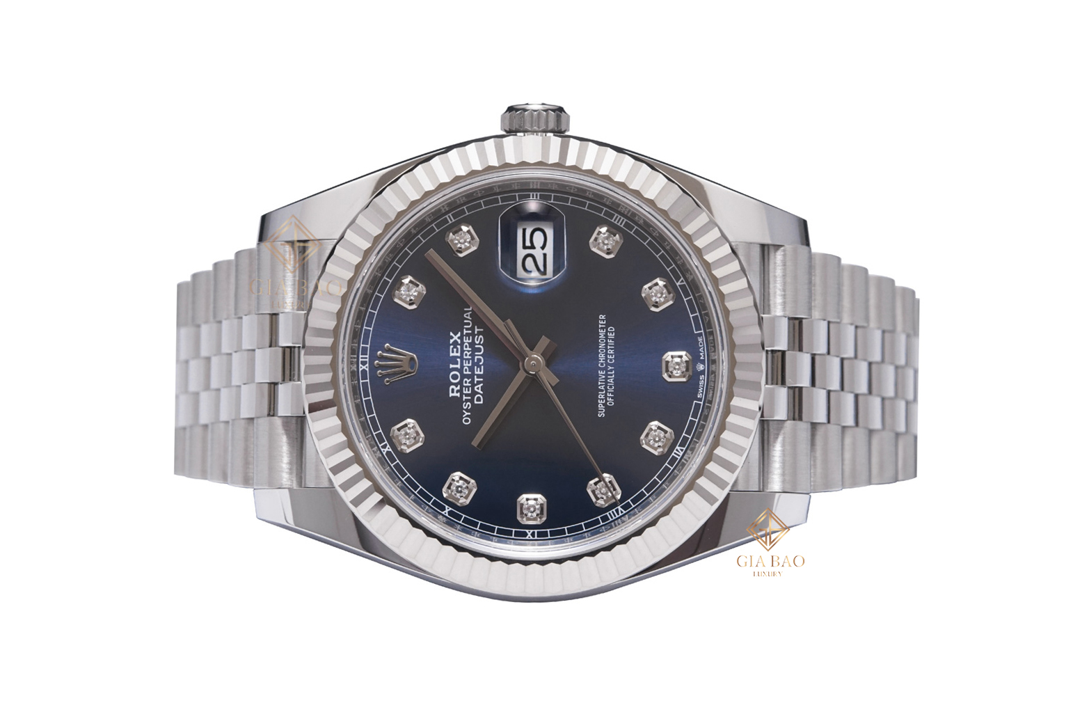 Đồng Hồ Rolex Datejust 41 126334 Mặt Số Xanh Nạm Kim Cương