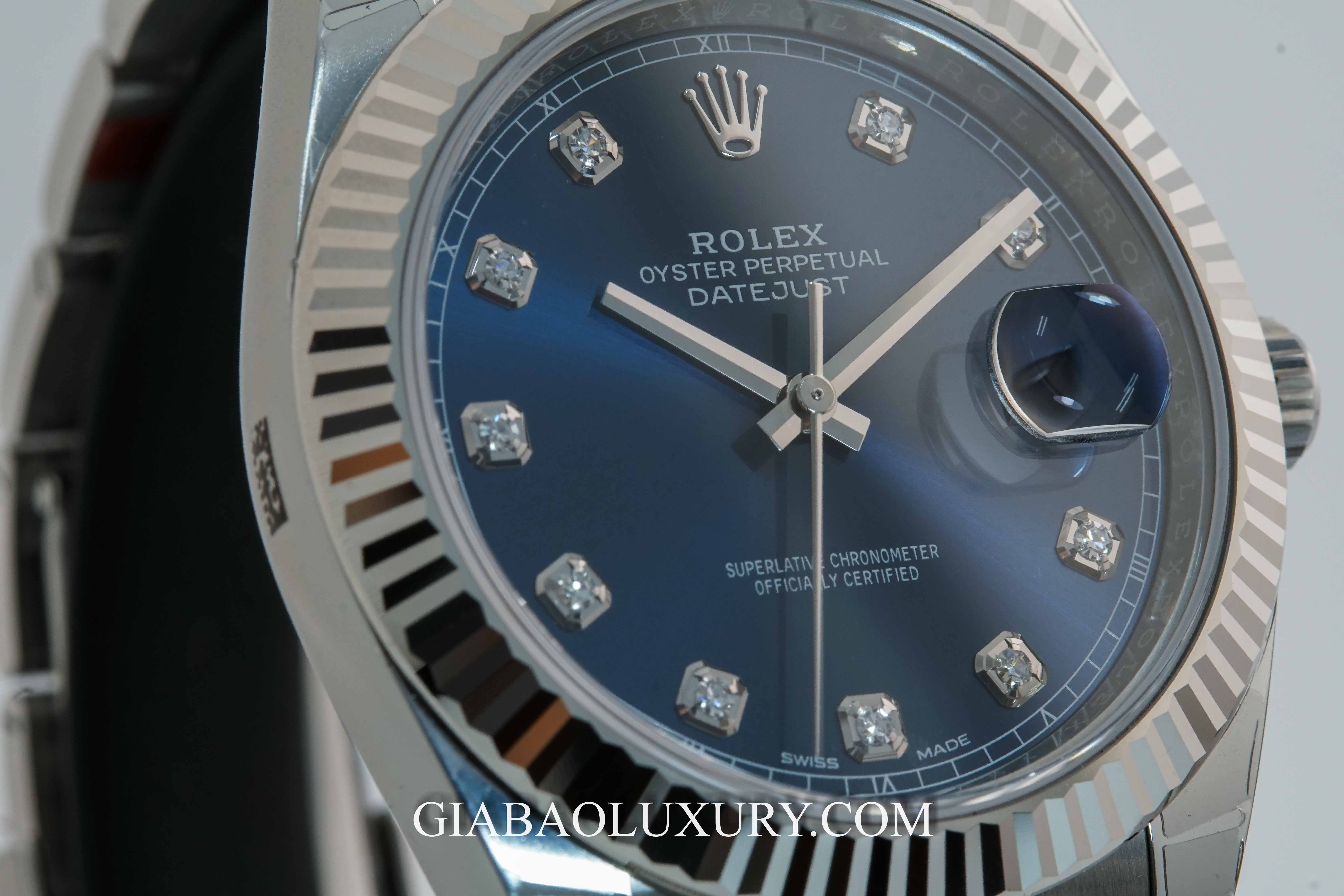Đồng Hồ Rolex Datejust 126334 Mặt Số Xanh Nạm Kim Cương dây Oyster Đồng Hồ Rolex Datejust 41 126334 Mặt Số Xanh Nạm Kim Cương Dây Đeo Oyster
