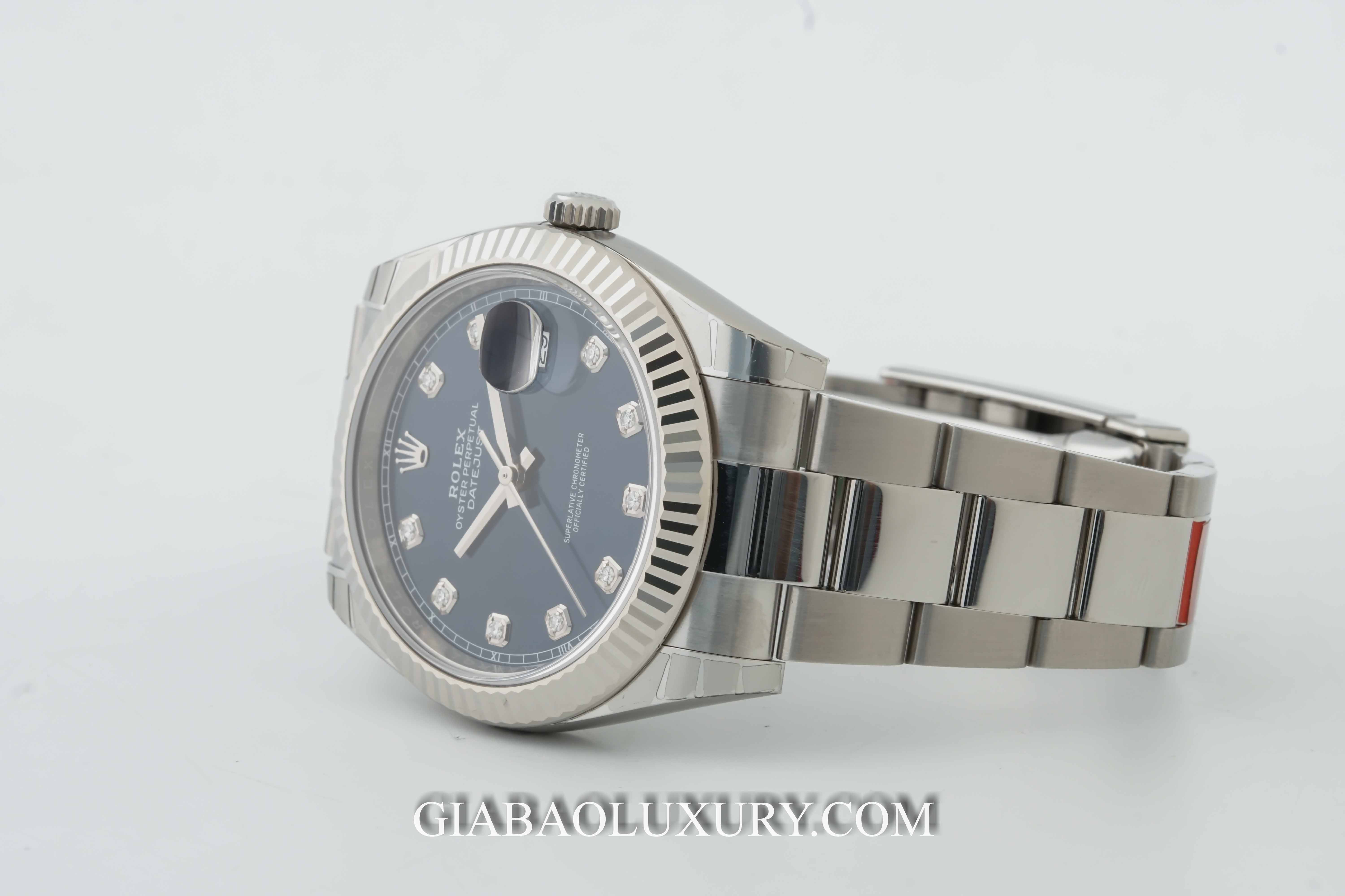 Đồng Hồ Rolex Datejust 126334 Mặt Số Xanh Nạm Kim Cương dây Oyster Đồng Hồ Rolex Datejust 41 126334 Mặt Số Xanh Nạm Kim Cương Dây Đeo Oyster