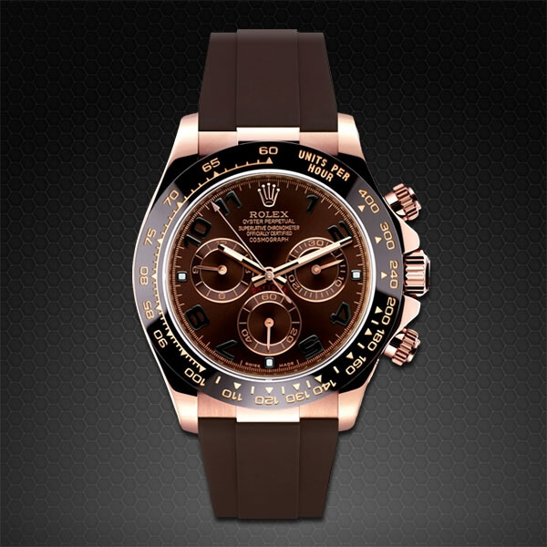 Dây Rubber B Classic Series cho Rolex Daytona phiên bản dây da vàng hồng