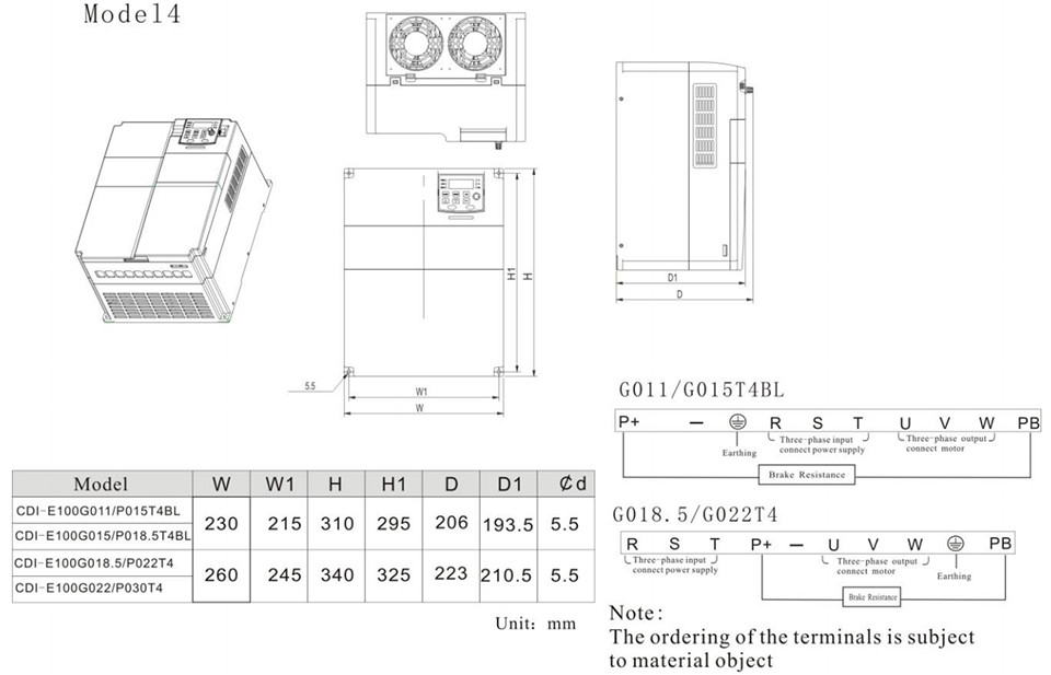 Kích thước biến tần Delixi 22KW