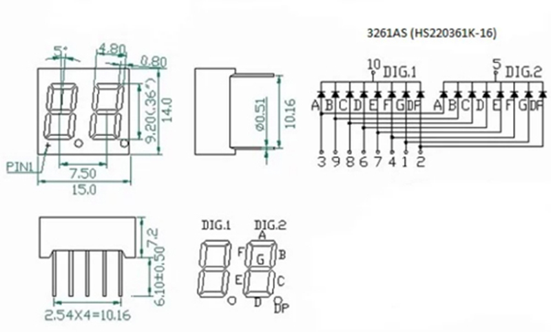 LED 7 ĐOẠN ÂM CHUNG 3261AS